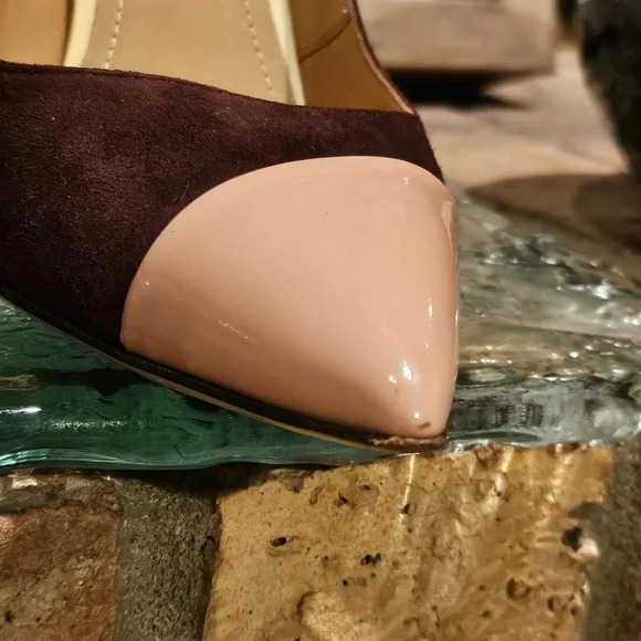 Bally Suede Patent Leather Pink Burgundy Cream Stiletto Wmns Sz 35 US 4.5 - Picture 7 of 15